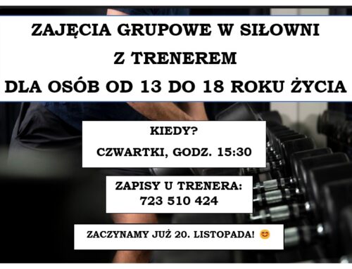 W związku z wieloma zapytaniami dotyczącymi korzystania z siłowni przez osoby poniżej 18 rż. informujemy, że już od przyszłego tygodnia będzie taka możliwość!